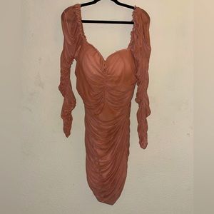 Fashion Nova, Mariah, Nude colored ruched dress size 1x